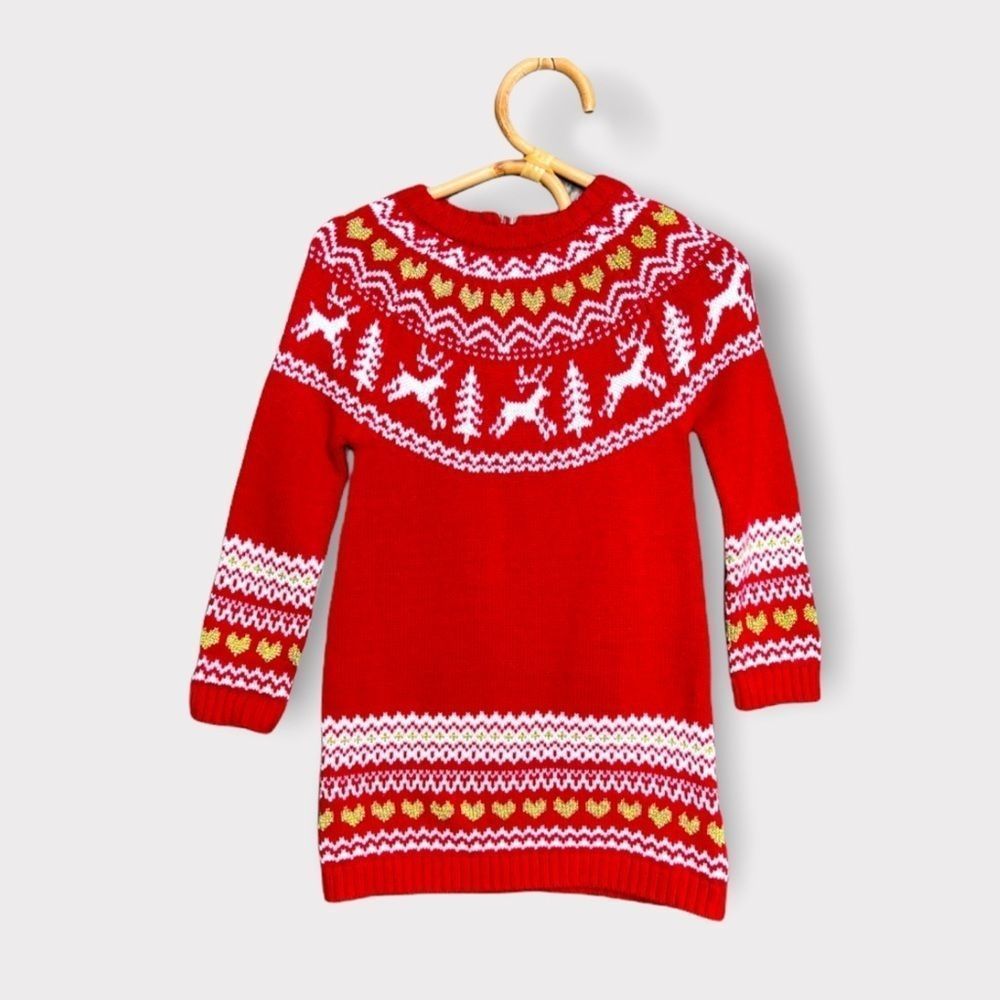 Cynthia Rowley Sweater Dress size 24 months 2 Red white Long Sleeve